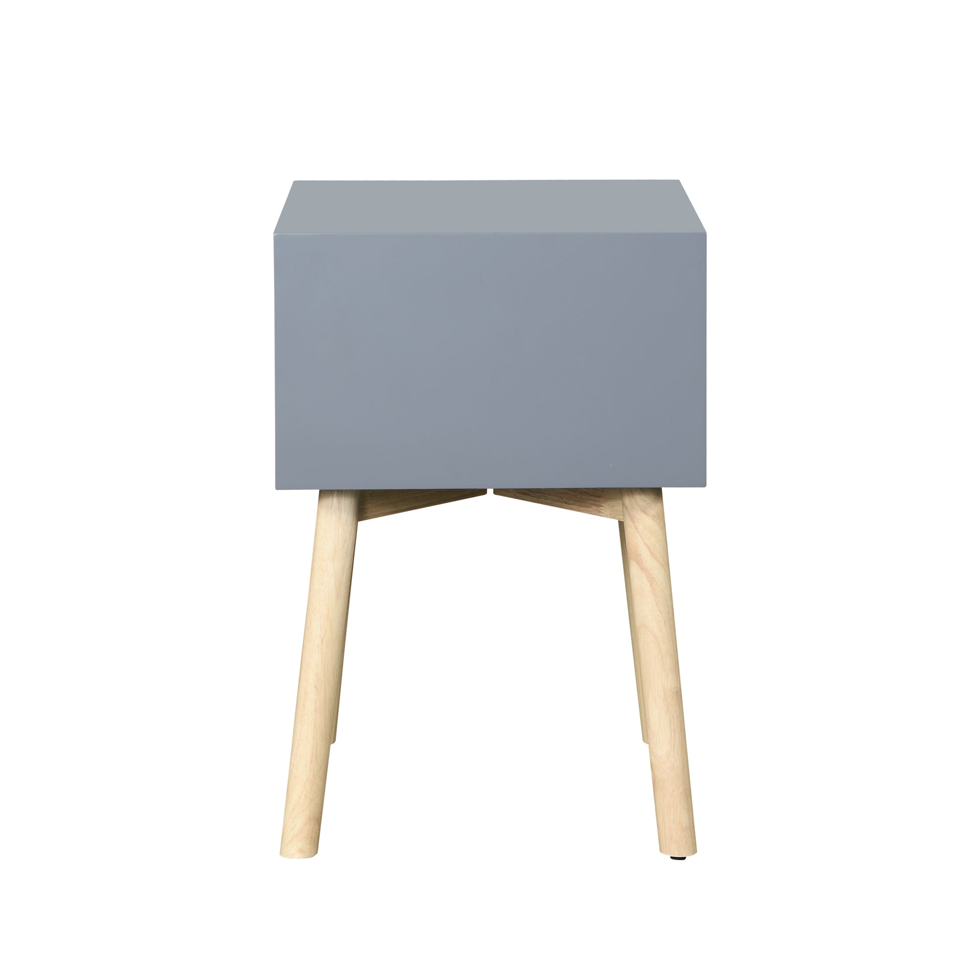 Side Table,Bedside Table With 2 Drawers And Rubber Wood Legs, Mid Century Modern Storage Cabinet For Bedroom Living Room, Gray Gray Mdf