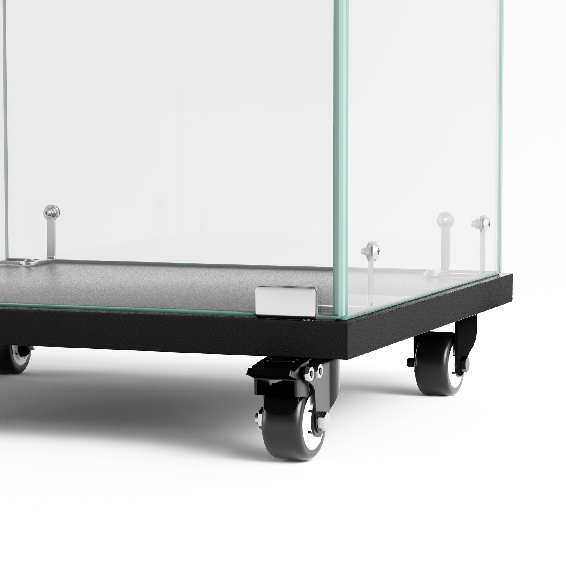 4 Tier Glass Display Cabinet, Single Door Glass Cabinet With Lock And Wheels, Floor Standing Storage Cabinet With 3 Acrylic Shelves For Living Room, Bedroom And Office, Black, 15.8"L X 14.2"W X