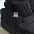 39 Inch Spring Upholstered Armchair And Ottoman Set Comfortable Single Sofa With Cup Holder And Corduroy Fabric, Perfect For Living Room Or Bedroom Black Corduroy 1 Seat