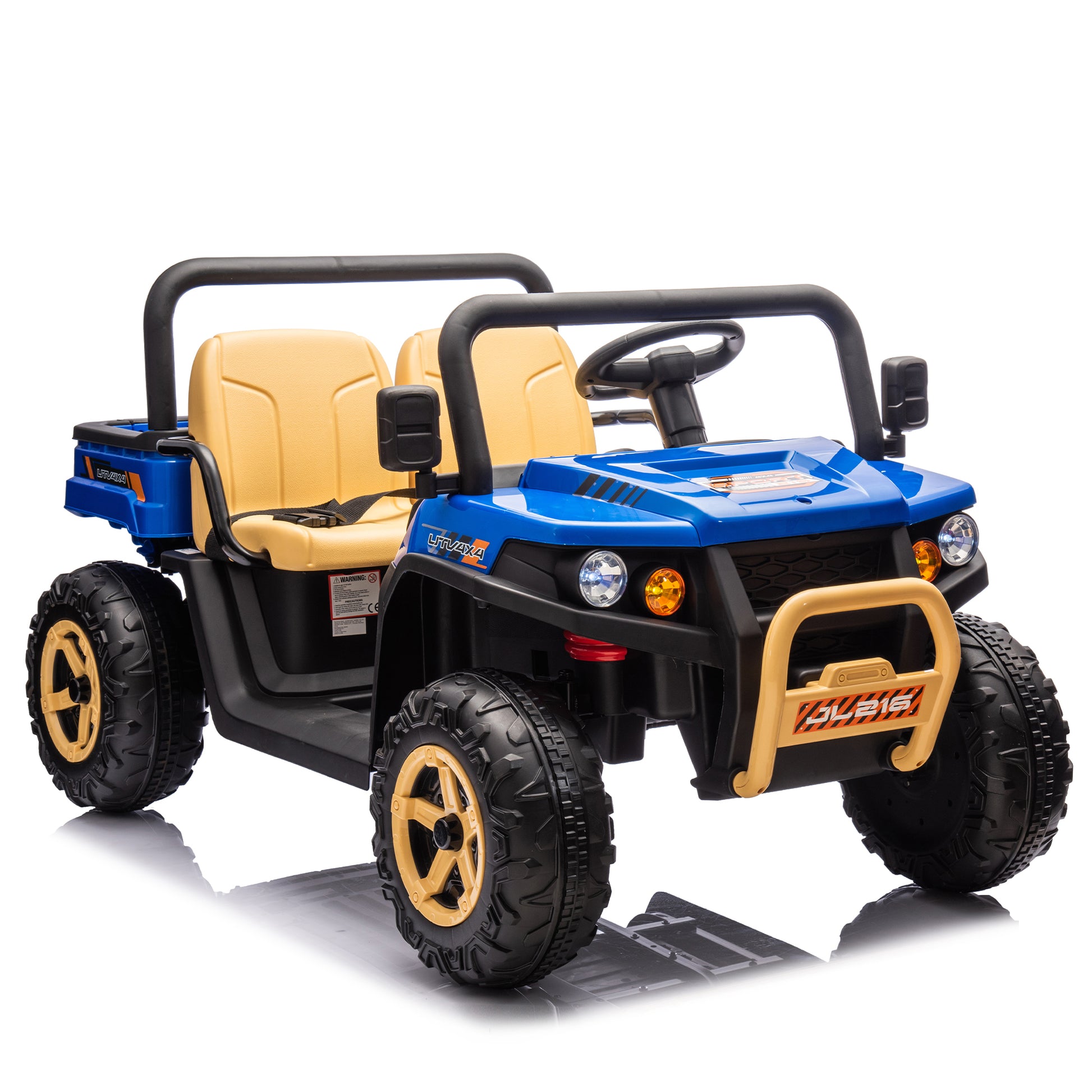 24V Xxxl Kids Ride On Utv W Parents Remote Control,Two Seater,Automatic Tipping Bucket,Rear Wheel Suspension,Slow Start,Portable Handle,Safety Belt,Led Light,Usb,Mp3,Bluetooth,Horn For Kids Aged 3 8. Blue 50 99 Lbs Polypropylene