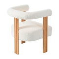 Mid Century Modern Barrel Accent Chair, Upholstered Kitchen & Dining Room Chairs With Arms, Teddy Velvet Boucle Accent Chairs Side Chairs For Kitchen Living Room Bedroom, White White Teddy