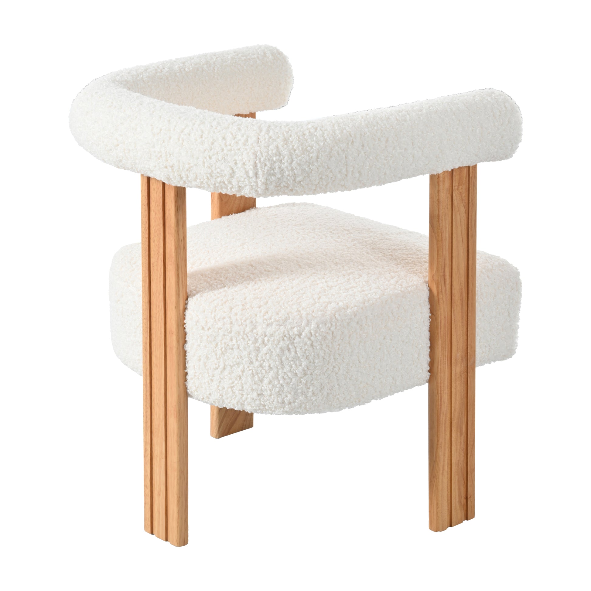 Mid Century Modern Barrel Accent Chair, Upholstered Kitchen & Dining Room Chairs With Arms, Teddy Velvet Boucle Accent Chairs Side Chairs For Kitchen Living Room Bedroom, White White Teddy
