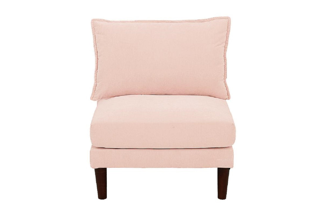 Beautiful Blush Pink Armless Chair Morgan Fabric 1Pc Chair Pillow Soft Cushion Wood Legs Living Room Furniture Pink Primary Living Space Classic,Contemporary,Modern Fabric