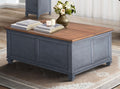 Americana 40 Inch Lift Top Coffee Table, No Assembly Required, Corduroy Blue Finish Blue Rubberwood Rubber Wood