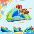 Outsunny 5 In 1 Inflatable Water Slide Kids Bounce House Water Park Jumping Castle Includes Trampoline Slide Water Pool Cannon Climbing Wall With Carry Bag, Repair Patches, 450W Air Blower Colorful Polyester