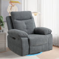 Power Recliner Glider Chair With Bluetooth Speaker 270 Degree Swivel With Led Light Side Arm With Storage Pockets Usb Type C Charging Port Button Control Retractable Footrest Adjustable Backrest Lg Light Grey Linen Power Push Button Metal Primary Living