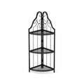 3 Tier Corner Open Shelf,Bookcase Freestanding Shelving Unit,Plant Stand Small Bookshelf For Living Room, Home Office, Kitchen, Small Space Black Corner Office American Design,Rustic Iron