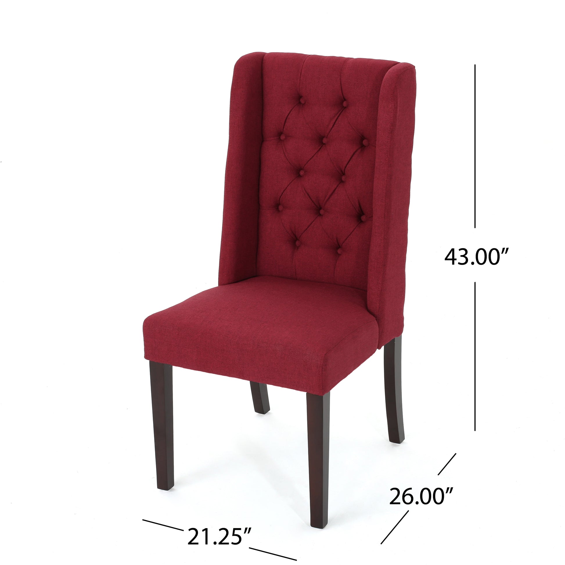 Dining Chair Red Wood Fabric