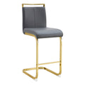 Modern Pu Leather Upholstered Bar Chairs With C Shaped Gold Plated Metal Legs Are Suitable For Dining Rooms, Kitchens, Terraces And Guest Office Chairs Gray Pu