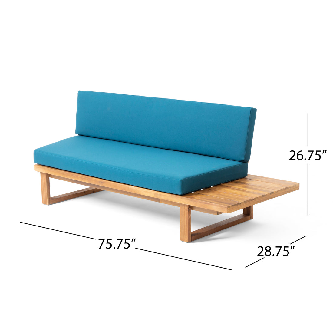 Mirabelle 2 Seater Sofa Right, Teal Teal Acacia Wood