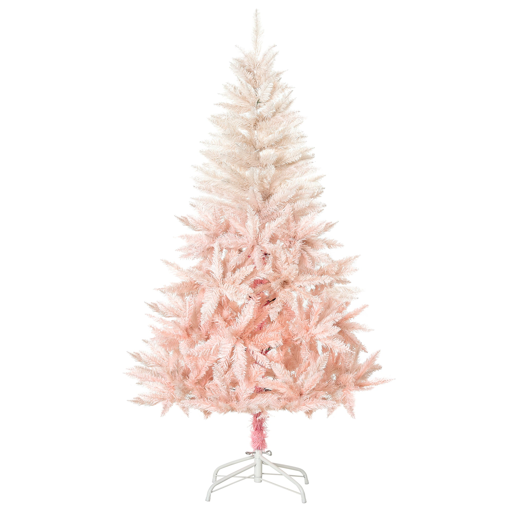 Homcom 7Ft Unlit Spruce Artificial Christmas Tree With Realistic Branches And 1000 Tips, Pink Pink Plastic