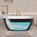 51 Inch Acrylic Freestanding Bathtub Contemporary Soaking White Tub With Overflow And Pop Up Drain Matte Black Matte Black Oval Bathroom Freestanding Tubs Polished Less Than 59 In Contemporary,Modern Soaking Center Fiberglass Acrylic