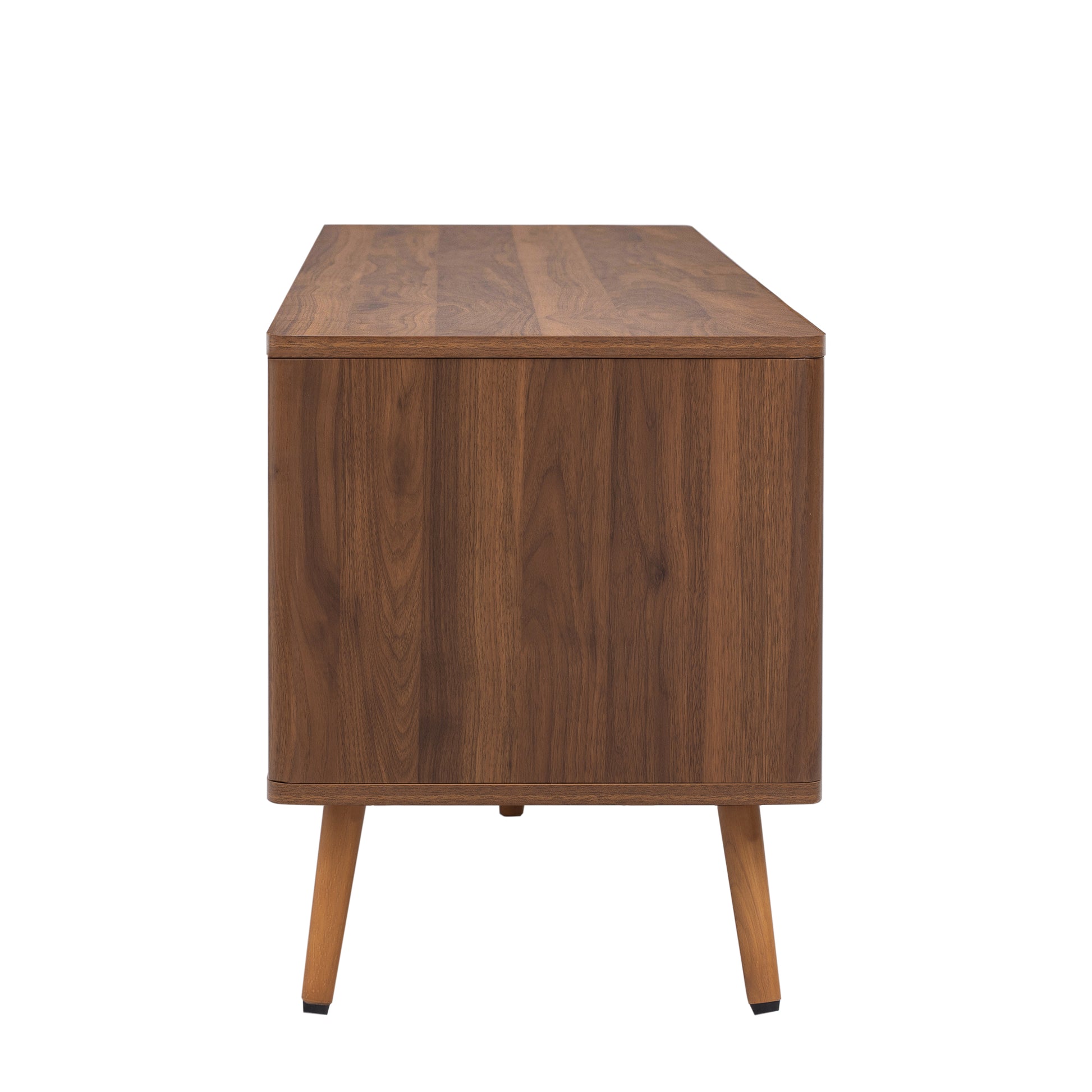 Mid Century Tv Stand With 2 Drawers, Media Console Table For Tvs Up To 80'', Entertainment Center With Storage For Living Room, Bedroom, Home Theatre Walnut Primary Living Space 70 79 Inches 70 79