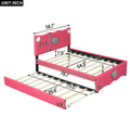 Full Size Upholstered Platform Bed With Trundle And Heart Shaped Decoration, Dark Pink Box Spring Not Required Full Dark Pink Wood Bedroom Bed Frame Faux Leather Upholstered