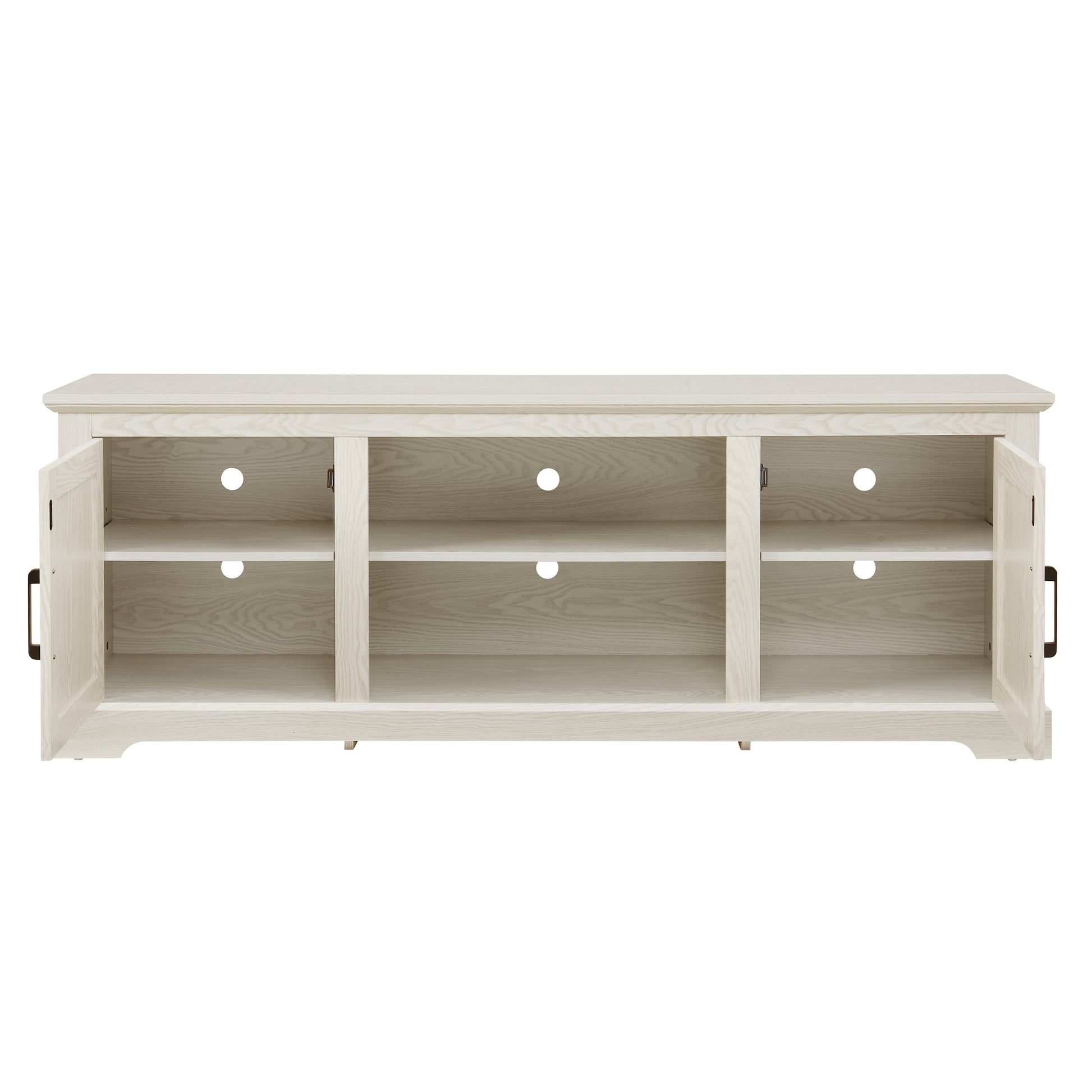 Farmhouse Rattan Tv Stand Console Table For Tvs Up To 70 Inches, Tv Console Table With 2 Storage Shelves, 2 Natural Rattan Door Cabinets,65"W*15.55"D*23.86"H, White Antique White 70 79 Inches Mdf