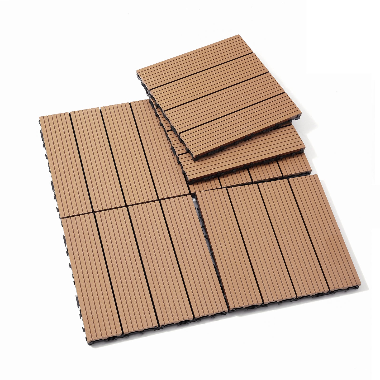 Wood Plastic Composite Deck Tiles Set Of 20, Sustainable Fsc Composite Decking Resist Rust, Water, Weather, Easy To Diy & Maintain, Ideal For Patios, Balconies, Rooftops, Burlywood Burly Wood Wood Plastic