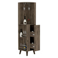 Cincinatti Corner Bar Cabinet, Cup Rack, Two External Shelves, One Drawer, Four Legs Dark Brown Brown Particle Board Particle Board