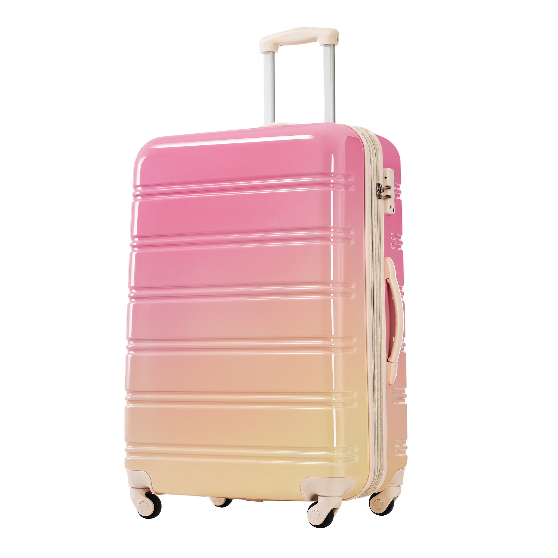 Hardshell Luggage Sets 3 Piece Gradient Color Expandable Suitcase With Spinner Wheels And Tsa Lock Lightweight 20" 24" 28" Available,Pink And Yellow Yellow Red Abs