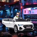 Aosom 12V Kids Electric Ride On Car, Audi E Tron, Battery Powered Toy With Parent Remote Control, Suspension System, Auxiliary Wheels, Led Lights, Music And Horn, Mp3 Player, White White Iron Plastic