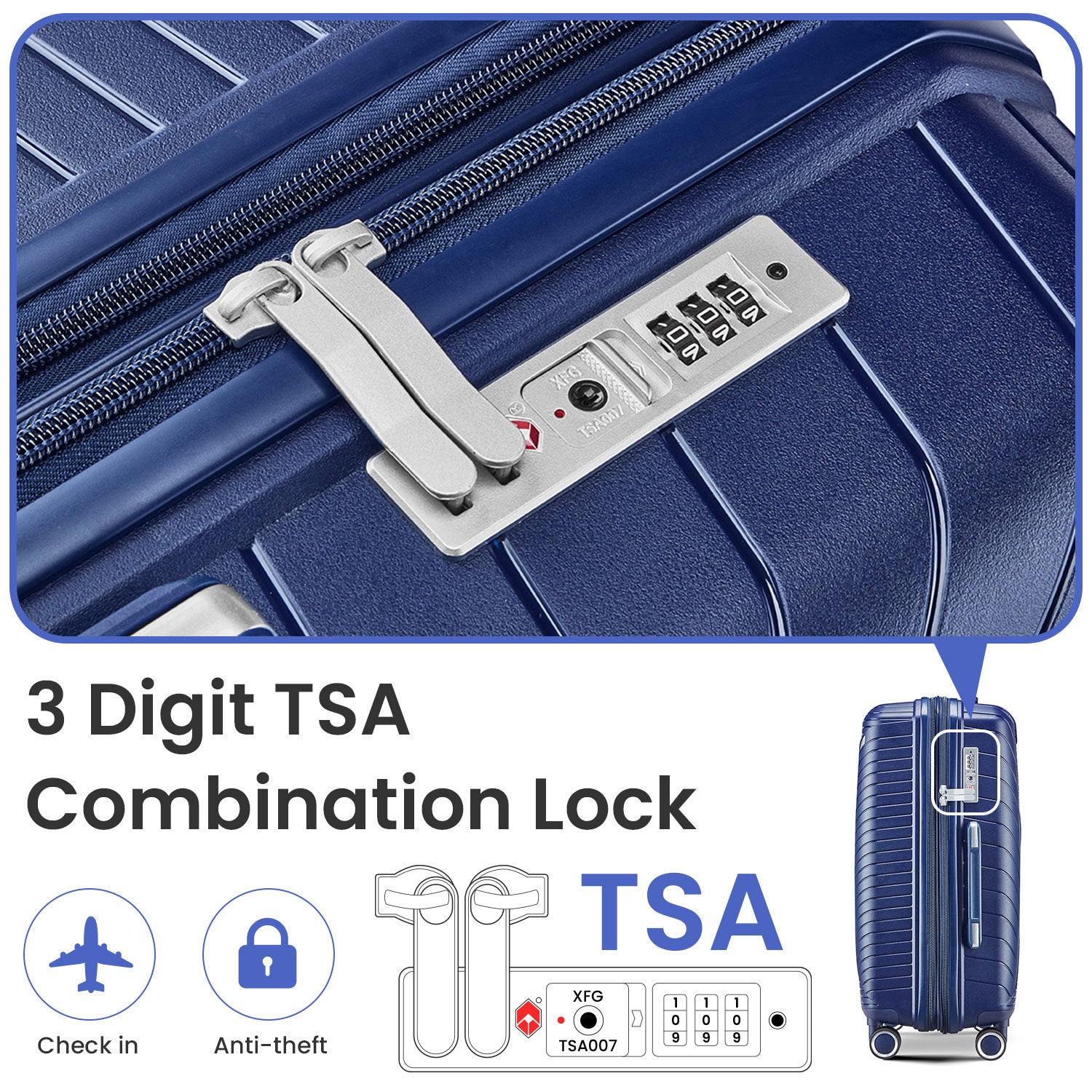 Luggage Sets 4 Piece 14 20 24 28 , Expandable Lightweight Suitcase With 4 Double 360 Degrees Mute Spinner Wheels Pp Materials Durable Tsa Lock Travel Luggage Navy Blue Polypropylene