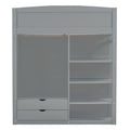 Full Size Loft Bed With Desk, Wardrobes, 4 Drawers And 4 Shelves Gray Full Gray Solid Wood