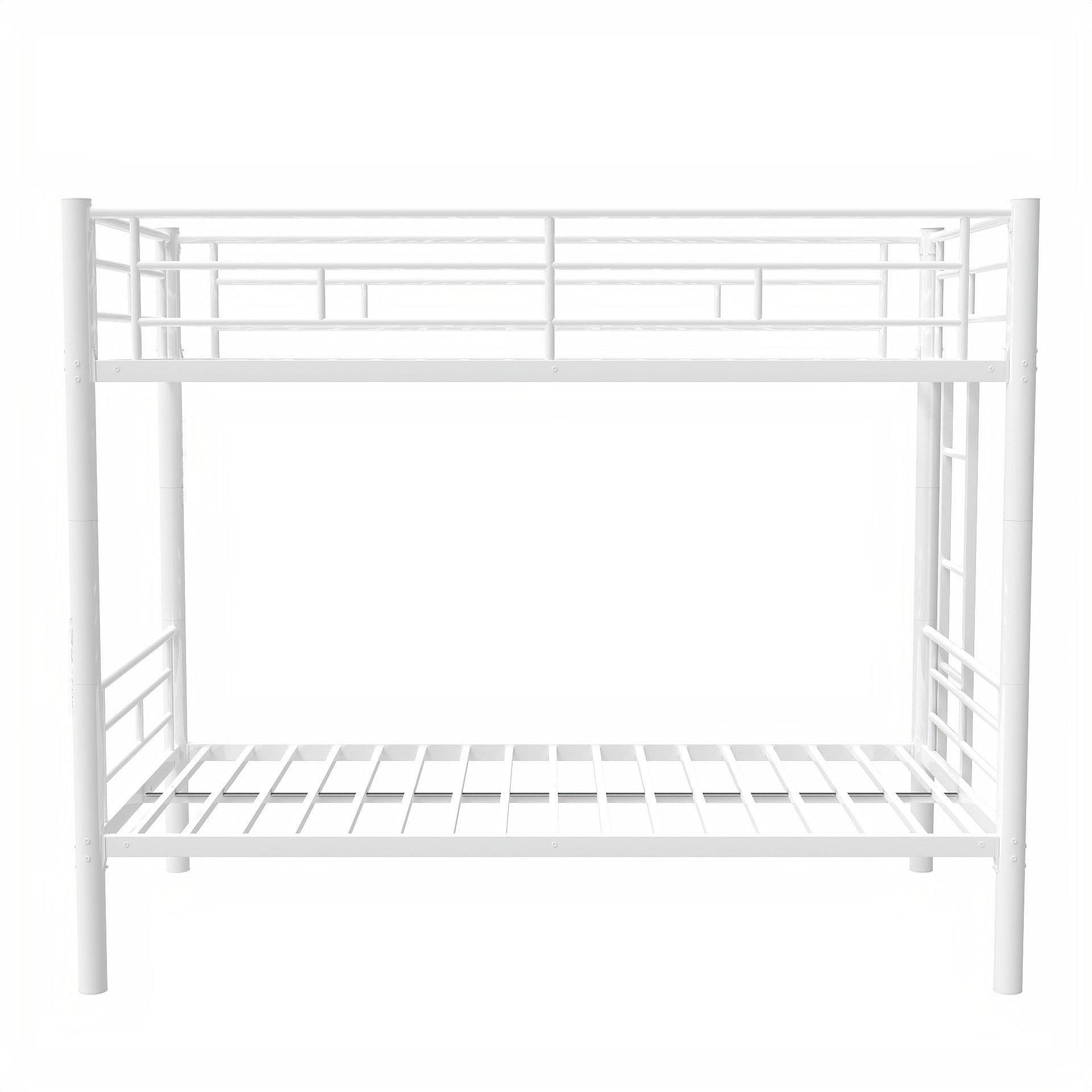 Bunk Bed Twin Over Twin Size With Ladder And High Guardrail, Able To Split, Metal Bunk Bed, Storage Space, Noise Free,White Box Spring Not Required Twin White Metal Metal