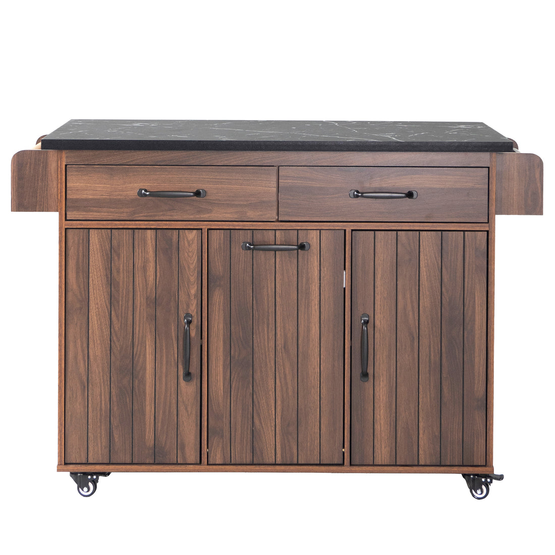 K&K Kitchen Island With Trash Can Storage Cabinet, Kitchen Cart With Drop Leaf, Spice Rack, Towel Rack And Drawer, Rolling Kitchen Island On Wheels With Adjustable Shelf, Walnut Brown Walnut Brown