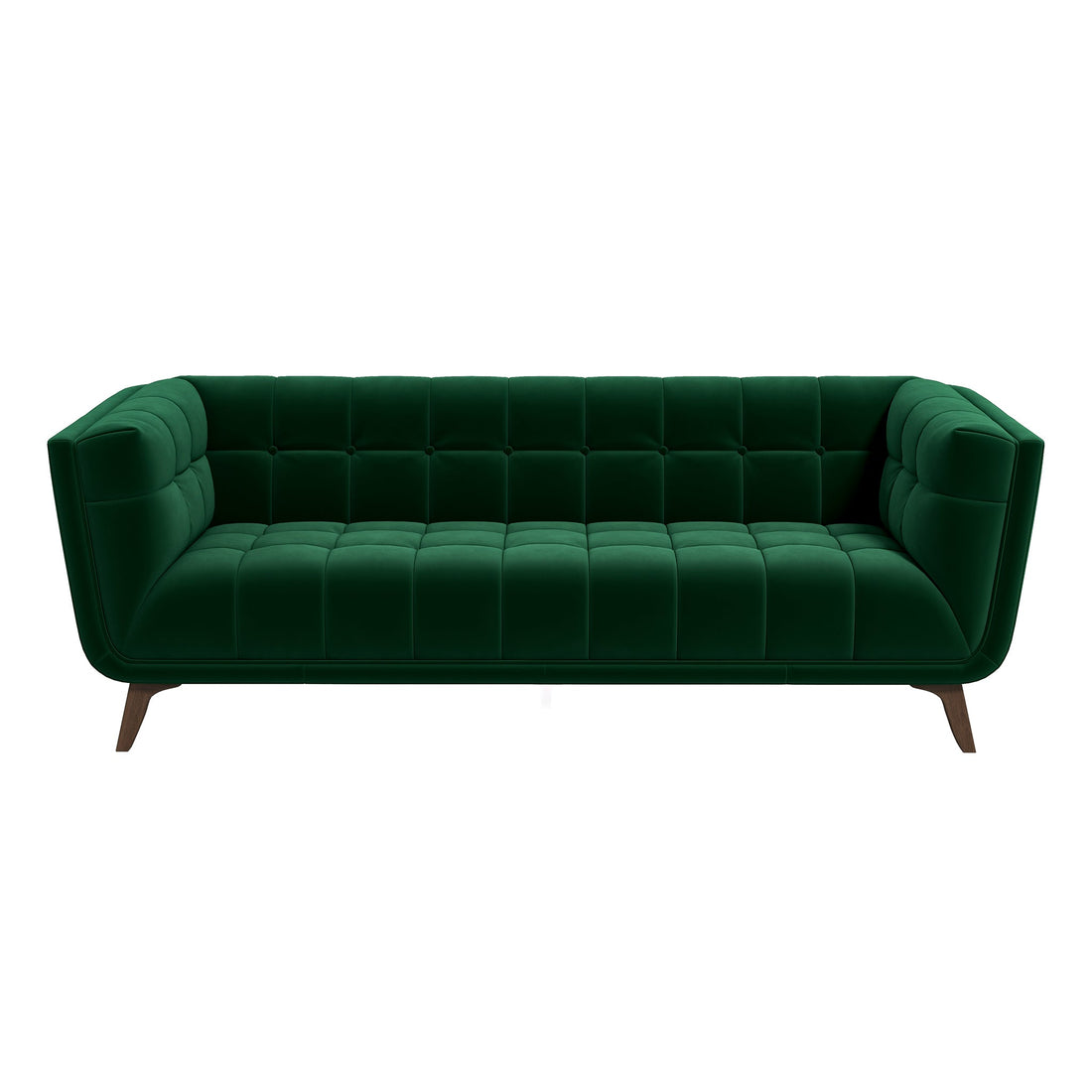 Addison Large Green Velvet Sofa Dark Green,Green Brown Velvet Wood Foam Solid Wood,Velvet 3 Seat