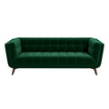 Addison Large Green Velvet Sofa Dark Green,Green Brown Velvet Wood Foam Solid Wood,Velvet 3 Seat