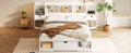 Queen Size Wood Platform Bed With Multi Storage Headboard And A Drawer, White Box Spring Not Required Queen White Wood Bedroom Bed Frame Solid Wood Mdf