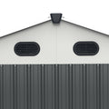 8X6 Ft Metal Outdoor Storage Shed With Window, Floor Base, Air Vents And Double Hinged Door Dark Grey Steel