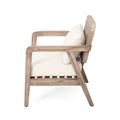 Set Of 2 Outdoor Acacia Wood Patio Club Chair, Patio Furniture,Waterproof Thick Cushion Deep Seating For Porch, Garden, Backyard, Balcony, Weight Capacity 400Lbs, Light Brown Finish, Cream Cushion Yes Deep Seating Light Brown Garden & Outdoor Foam Acacia