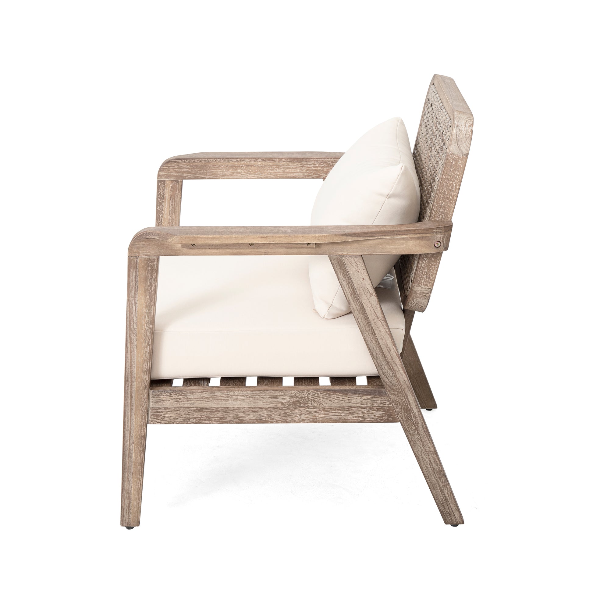 Set Of 2 Outdoor Acacia Wood Patio Club Chair, Patio Furniture,Waterproof Thick Cushion Deep Seating For Porch, Garden, Backyard, Balcony, Weight Capacity 400Lbs, Light Brown Finish, Cream Cushion Yes Deep Seating Light Brown Garden & Outdoor Foam Acacia