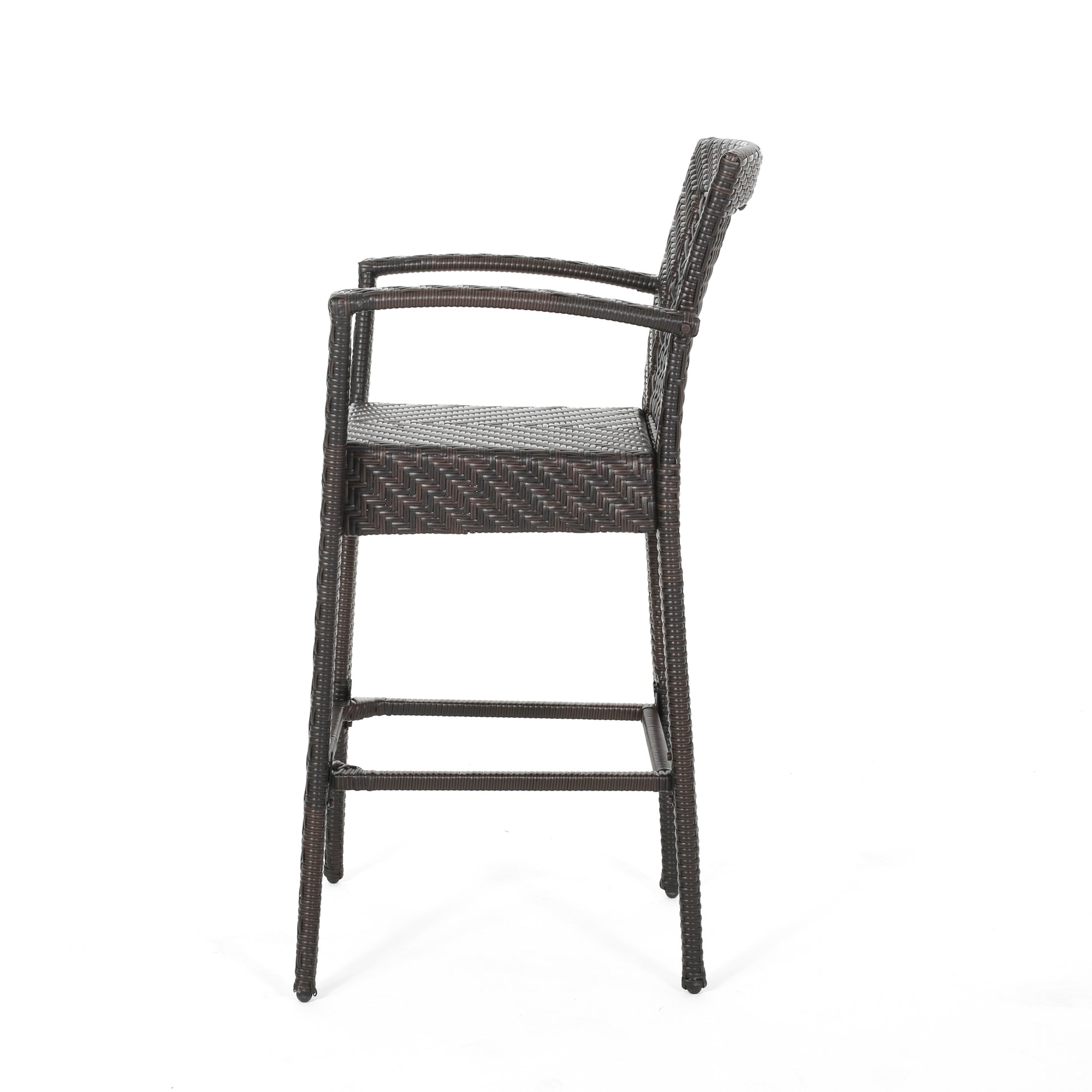 Outdoor 46" Wicker Barstool Set Of 2 , Multi Brown Finish No Brown Multi Garden & Outdoor Wicker