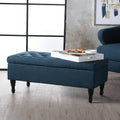 Hyatt Storage Ottoman Navy Blue Fabric