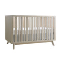 Prague Convertible Crib In Cotton Grey Natural Wood Wash Wood