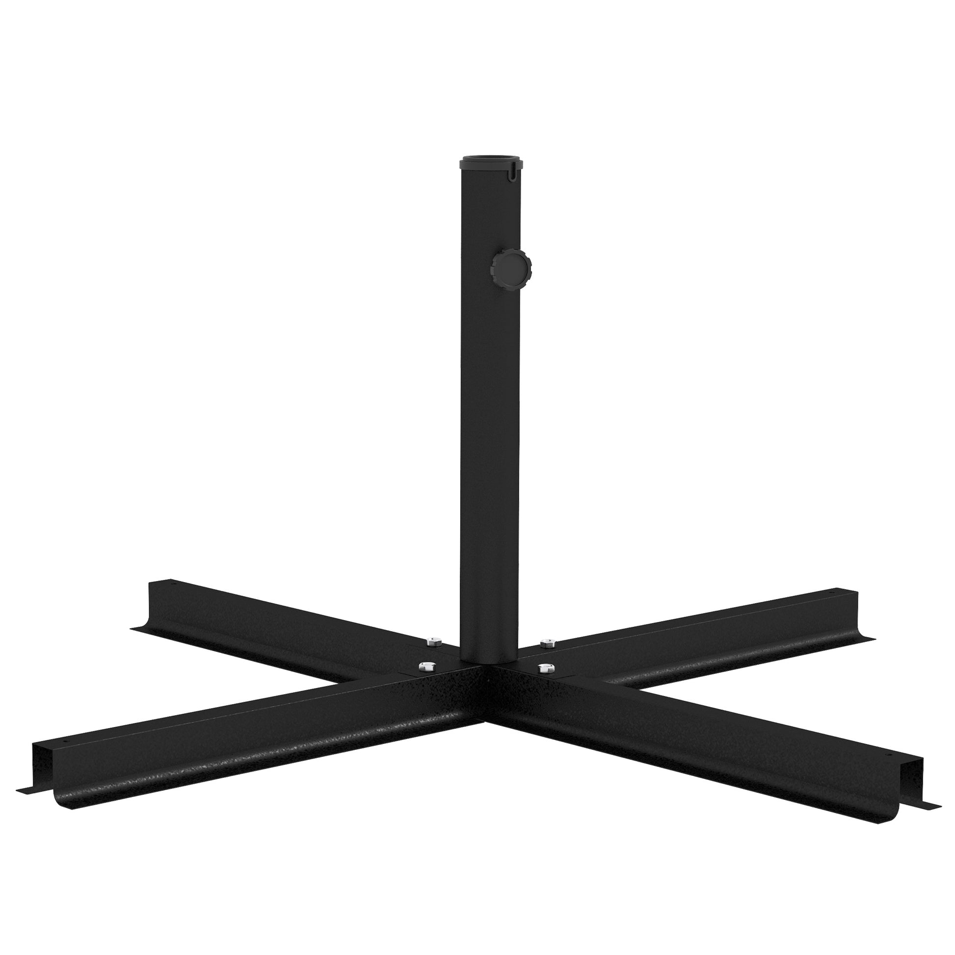 Outsunny Outdoor Universal Cross Brace Stand For Small Offset Umbrella Or Large Market Umbrella, Cross Umbrella Base For Patio Umbrella, Black Black Steel