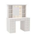 Vanity Desk With Led Lighted Mirror, Makeup Vanity With 11Drawers, 3 Color Lighting Modes Brightness Adjustable, Hidden Wiring, Dressing Table For Bedroom, White White Drawer 5 Drawers & Above Bedroom American Design Mirror Included Mdf