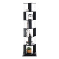 6 Tier Rotating Bookshelf, Floor Rack Simple Bookcase With Acrylic Plate Student Multi Function Creative Bookshelf For Living Room With Anti Toppling Base Black Particle Board