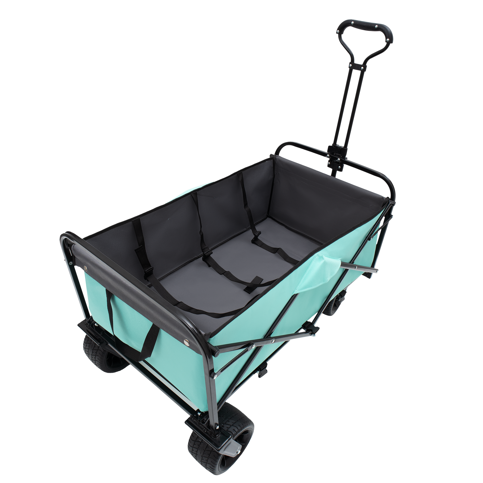 440Lbs Collapsible Foldable Wagon Cart With Strapping System ,Beach Wagon Utility Cart Utility Wagon Grocery Cart For Camping Shopping Sports Gardening Fishing Supports 3Pcs Plastic Liner Bag Blue