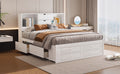 King Size Platform Bed With Storage Headboard And 8 Drawers, White Box Spring Not Required King White Wood Bedroom Bed Frame Solid Wood Mdf