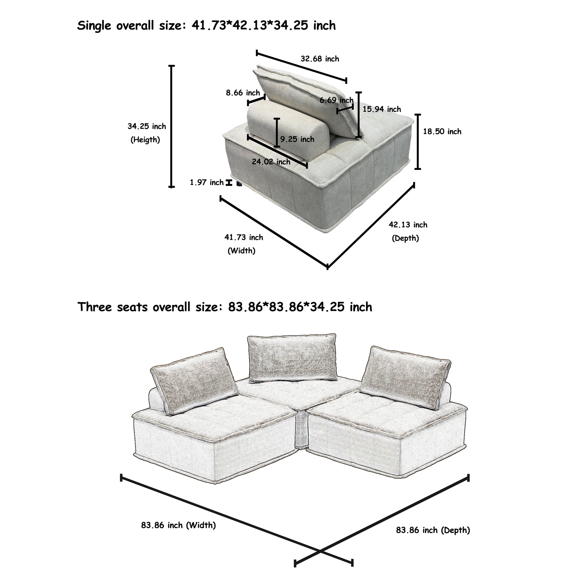 Modern Modular Chenille Sofa Versatile 3 Piece Modular Sofa Set Customizable Design For Ultimate Comfort And Style Beige Beige Wood Primary Living Space Split Back Modern Chenille 3 Seat