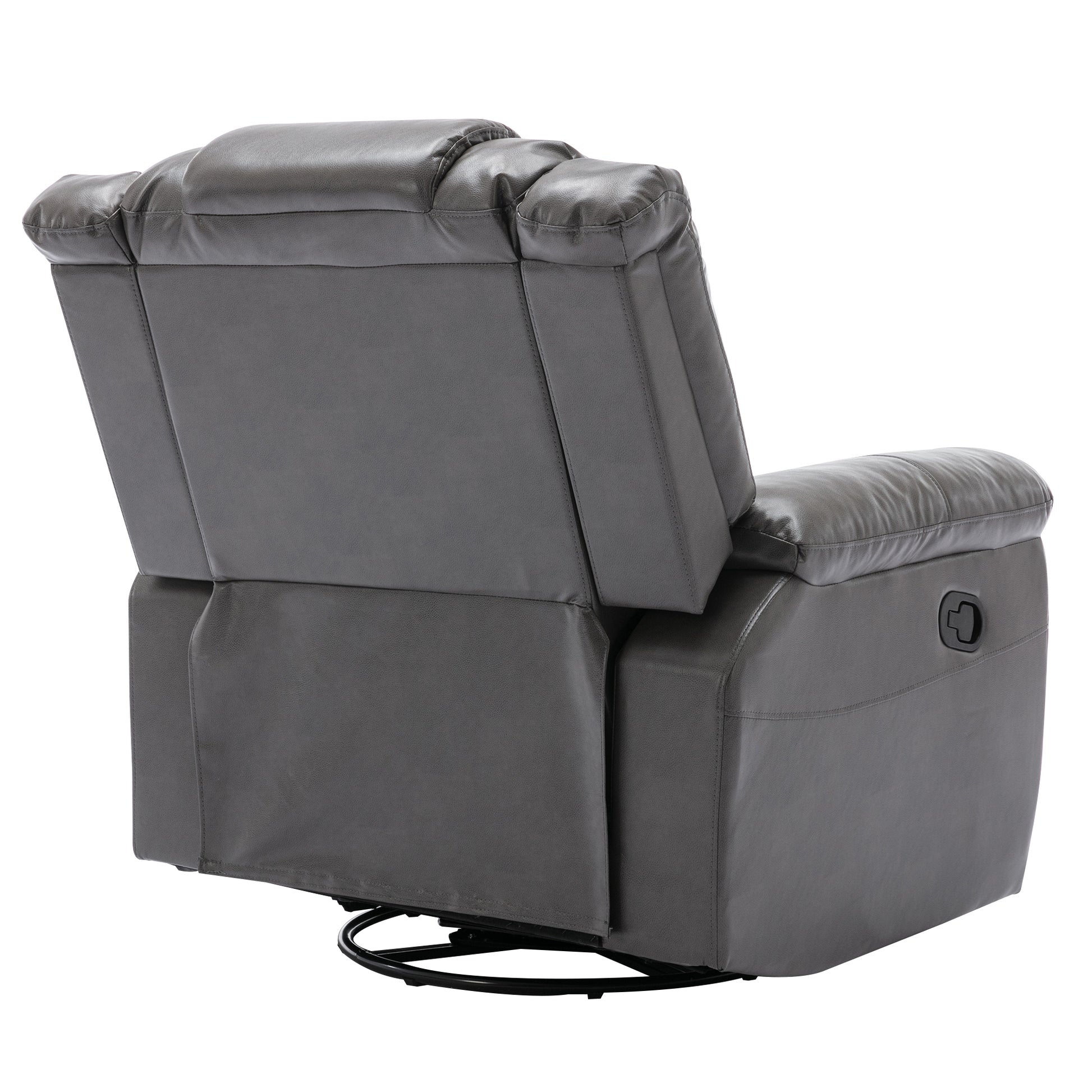 360 Swivel And Rocking Home Theater Recliner Manual Recliner Chair With Wide Armrest For Living Room,Bedroom, Grey Grey Foam Pu