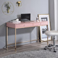 Pink High Gloss And Gold 2 Drawer Writing Desk Pink Writting Desk Office Rectangular Drawers Wood Metal