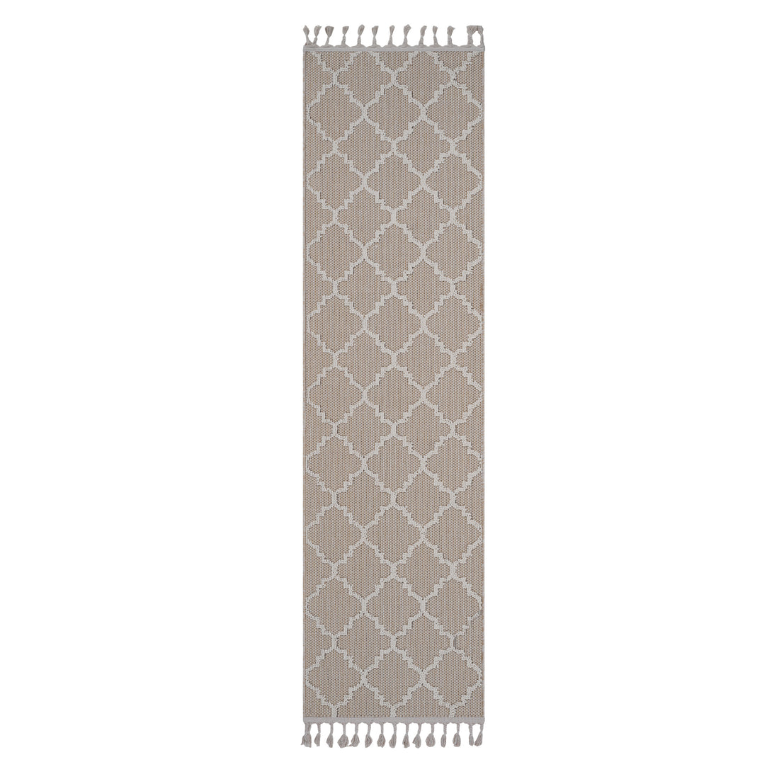 Naar Guros Collection 2X8 Ivory Trellis Indoor Outdoor Area Rug Ivory Polypropylene