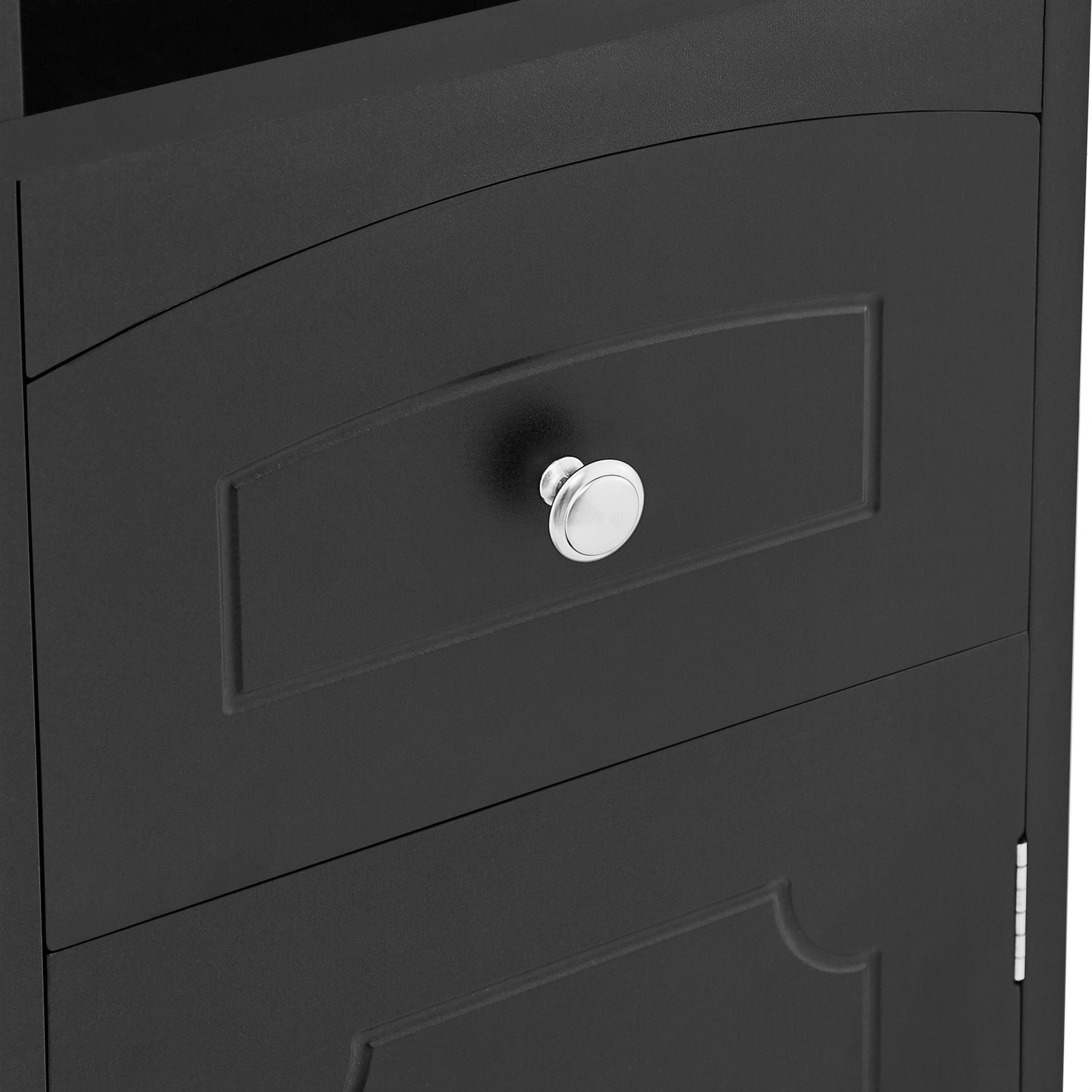 Tall Bathroom Cabinet, Freestanding Storage Cabinet With Drawer, Mdf Board, Adjustable Shelf, Black Black Mdf