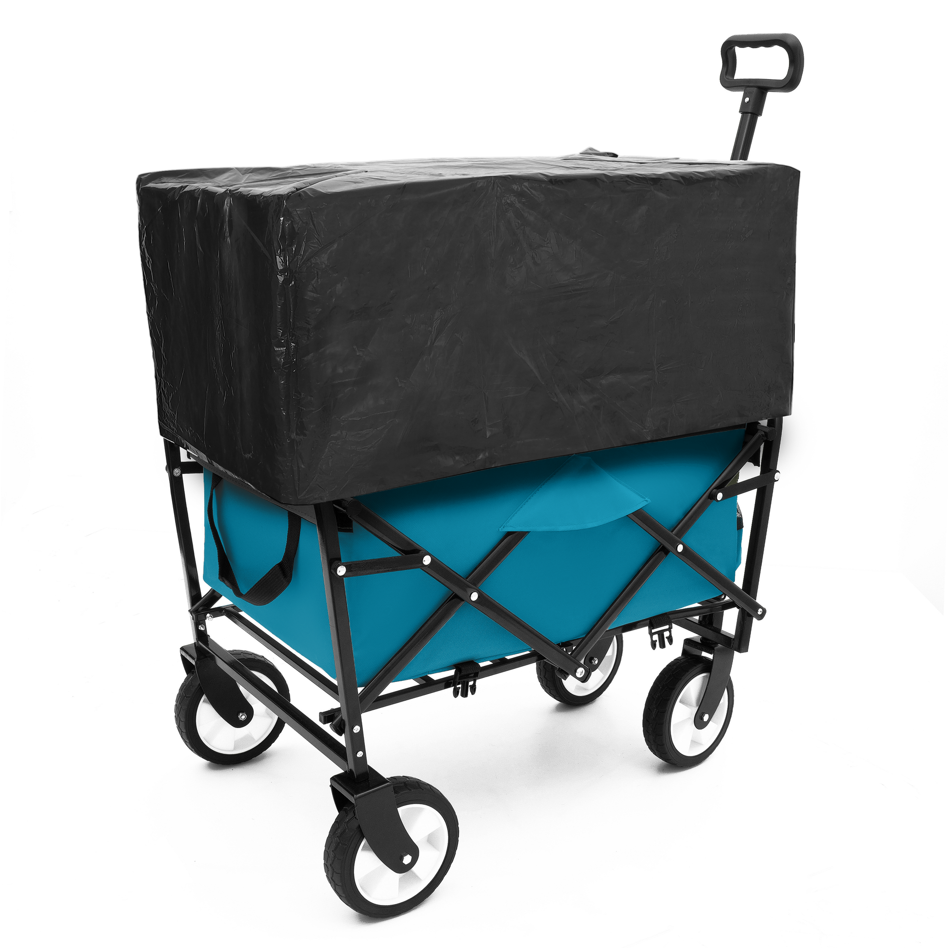 Minimeetall Multi Use Bag,Collapsible Foldable Wagon Cart Beach Wagon Heavy Duty Utility Cart Utility Wagon Grocery Cart For For Camping 3Pcs Plastic Liner Bag Covercyan Cyan Steel