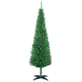 Homcom 6' Artificial Pencil Christmas Tree, Slim Xmas Tree With 390 Realistic Branch Tips And Plastic Stand, Light Green Light Green Plastic