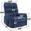 Blue Chenille Dual Motor Infinite Position Up To 350 Lbs Power Lift Recliner Chair With Power Remote, Heat Massage And Heavy Duty Motion Mechanism White Metal Primary Living Space Heavy Duty Push