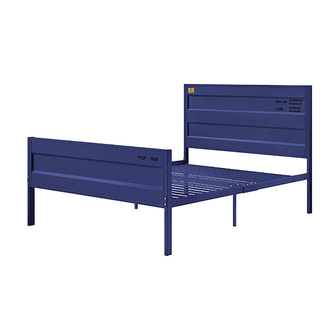 Blue Full Platform Bed Box Spring Not Required Full Blue Iron Bedroom Contemporary Slat Beds Metal